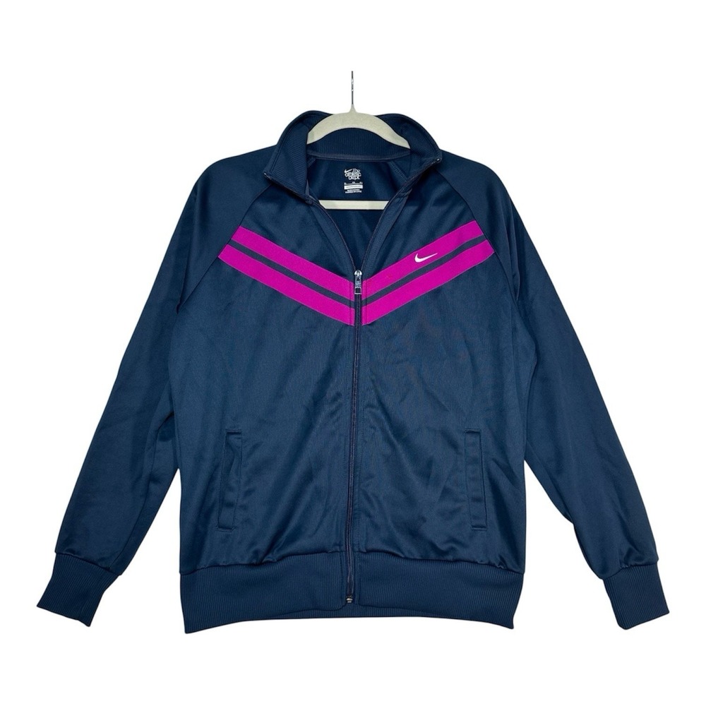 Nike Track Jacket Womens XL Blue Pink Chevron Athletic Dept Full Zip Y2K Sporty‎